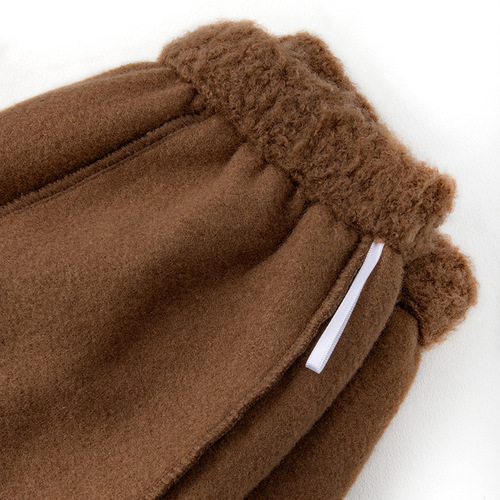Uncle radish lamb cashmere shorts, women's winter casual pants, high-waist retro warm fluffy pants, loose wide-leg pants,