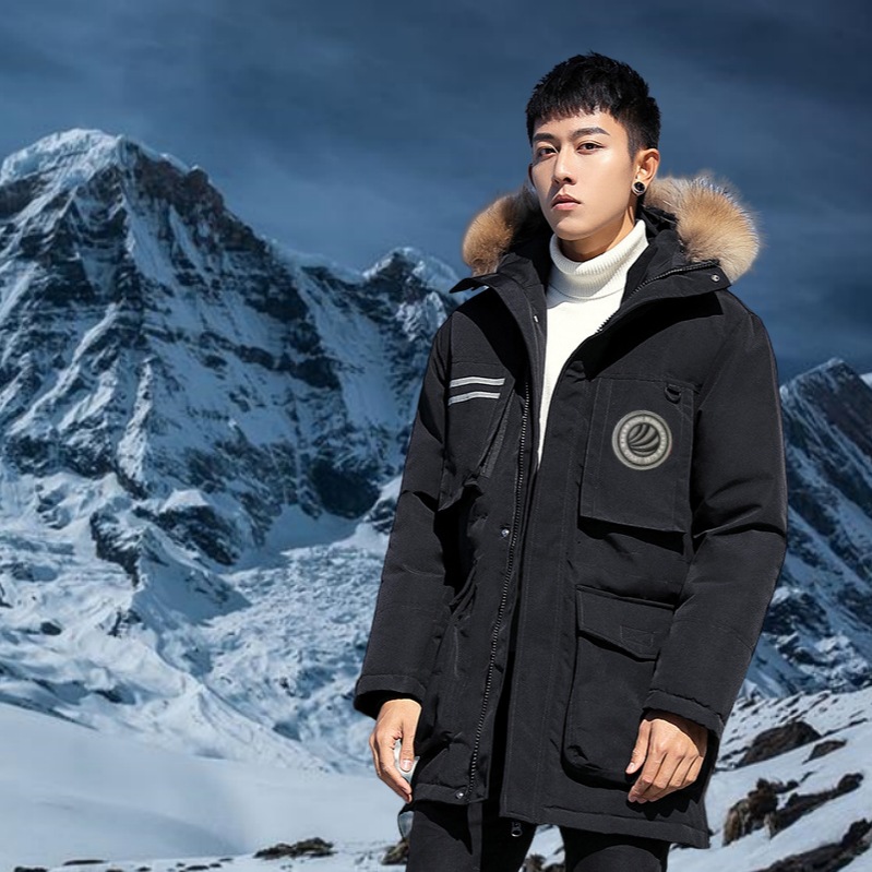 Chaqueta de plumón de comercio exterior transfronterizo pareja de tendencia explosiva chaqueta de invierno hombre nuevo engrosado estilo canadiense herramientas al aire libre