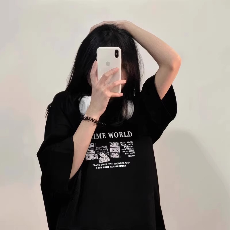 Black Short-Sleeved T-Shirt for Women, Summer Sweet and Cool Style, 2026 New Loose Fit, Unique Design Pure Cotton Top