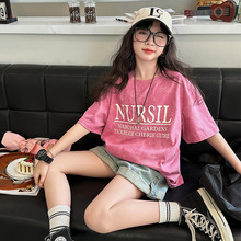 女童短袖T恤夏季2025新款网红上衣中大童半袖宽松儿童长t休闲百搭