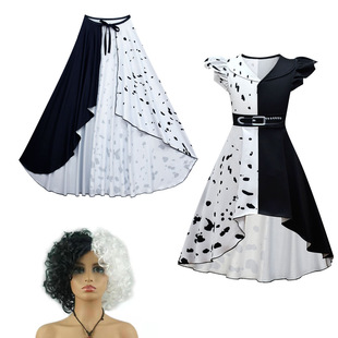 Loyal Dog Black and White Witch Kuila cosplay Costume Cruella Halloween Performance Costume 80589