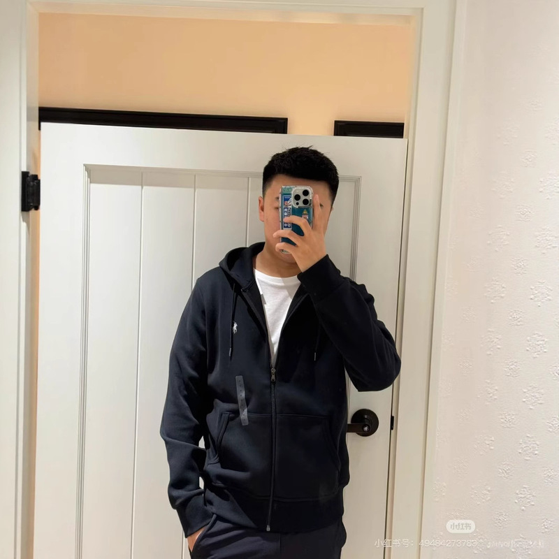 Cross-Border Exclusive Supply of Laf Basic Cardigan with Pony Embroidery Logo, Hooded Sweatshirt, Unisex Zipper Jacket, Trendy