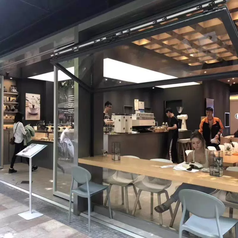 人咖啡店奶茶店提拉上下收藏厨房折叠窗2升降窗全开680铝合金通用