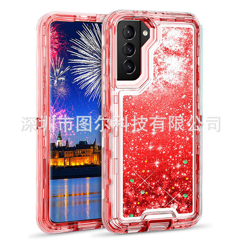 Samsung S25、S23、S10、20、S22、S21、S24 Ultra携帯電話ケースに適しています。3in1流砂耐衝撃。|undefined