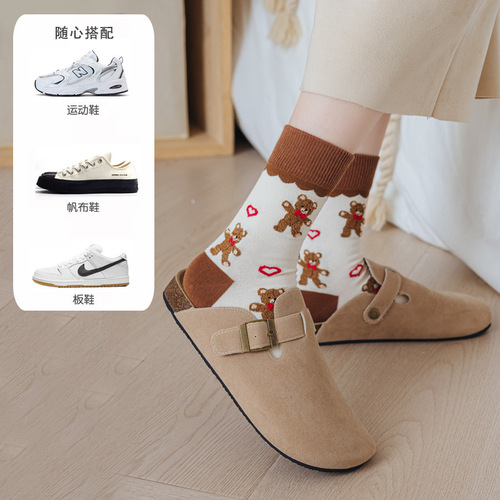 Socks for women in spring and autumn middle stockings in autumn winter sports stockings cute versatile bear cotton socks autumn stockings