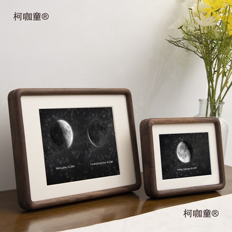 The Day You Were Born, the Moon Moon Creative Moon Solid Wood Photo Frame Table Couple Commemorative Birthday Gift Metabo The Day You Were Born, the Moon Moon Creative Moon Solid Wood Photo Frame Table Couple Commemorative Birthday Gift Metabo