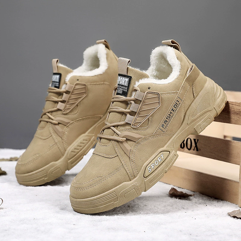 Зимняя теплая рабочая обувь на флисовой подкладке, хлопчатобумажные ботинки, мужские утолщенные зимние ботинки, деловая модная обувь с круглым носком, Ботинки Martin, мужская обувь