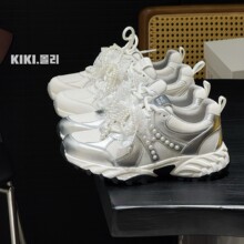 欧洲站IDO春款2025新款女鞋蕾丝串珠女运动休闲鞋老爹鞋女显脚小