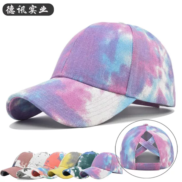 Foreign trade explosions hat tie-dyed cross baseball cap back opening hat braid cap children long hair cap cap cap