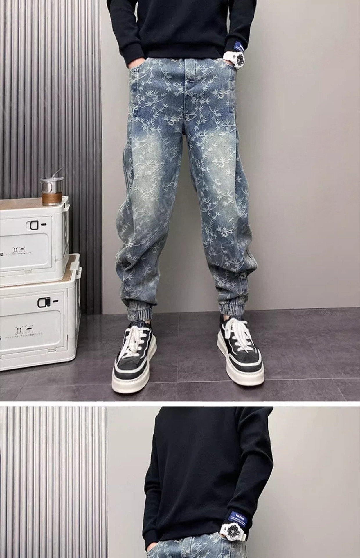 Herren Retro Jeans Mit Schlag Washed High Street Style Herbst_voghion.com