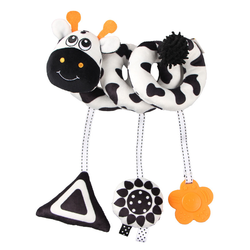 Juguete colgante para cuna con forma de torno en blanco y negro de Aipinqi, con campana, juguete de estimulación visual para la educación temprana del bebé y para el cochecito.