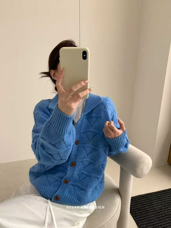 苏珊 翻领针织开衫女2025早秋通勤百搭气质减龄毛衣外套女27130|undefined