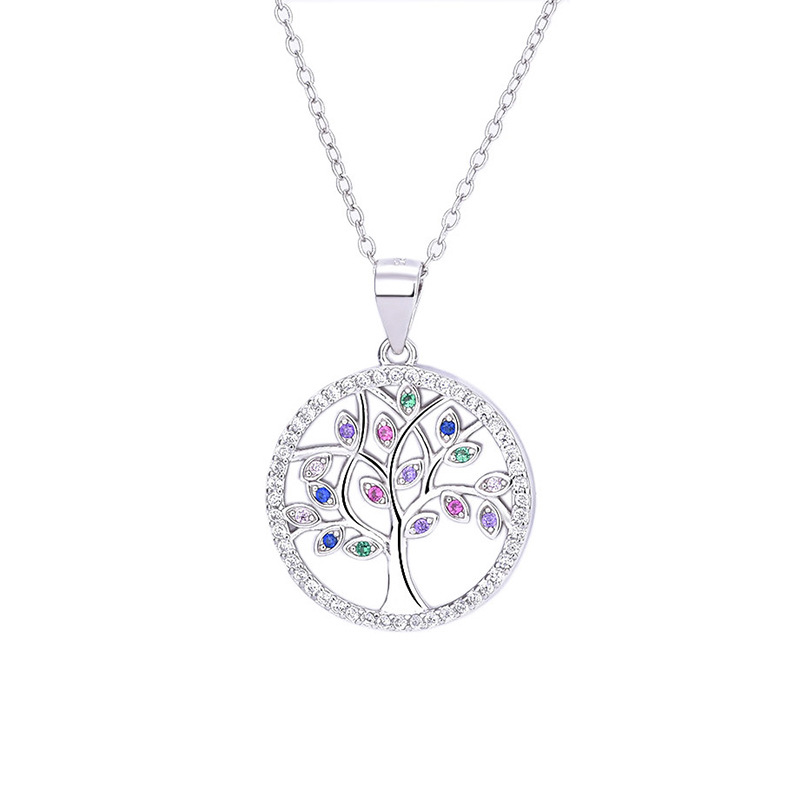 Collar de plata de ley 925 con diseño de árbol de la vida, estilo europeo y americano, para mujer, cadena de clavícula versátil de alta gama para el verano.