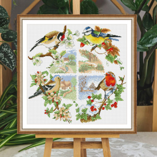 Factory direct a generation of hair cross stitch new handmade small fresh simple four seasons bird living room small painting