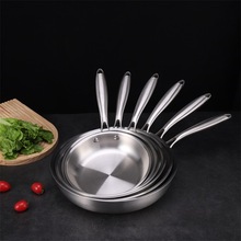 平底锅煎锅三层钢家用不锈钢无涂层不粘锅煎牛排煎饼锅电磁炉通用