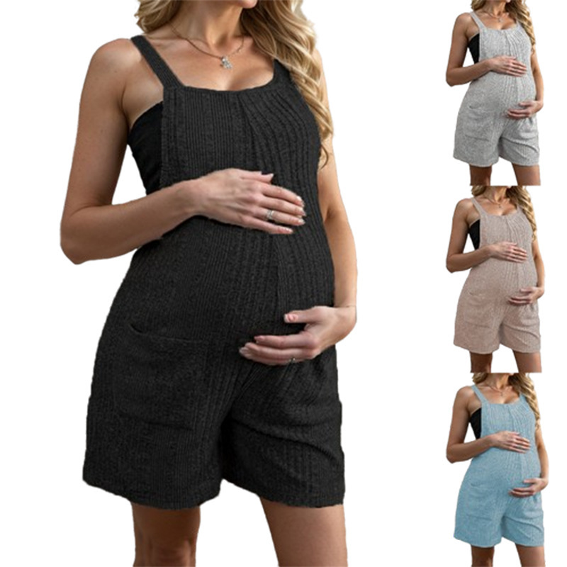 2025 Spring and Summer European and American Amazon Temu Independent Station Cross-Border New Maternity Suspender Jumpsuit Shorts Maternity Wear