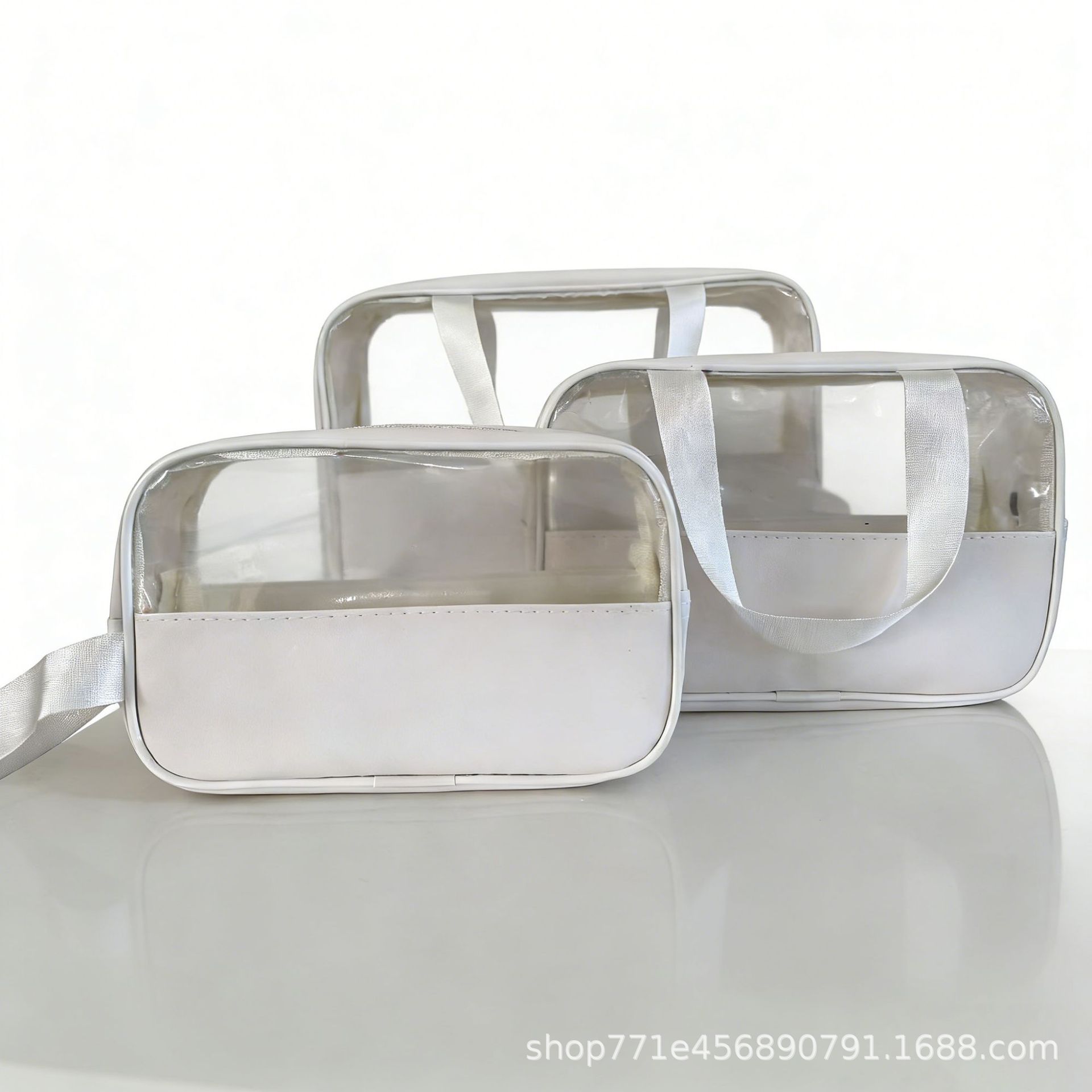 Gran capacidad de estilo coreano portátil pu esmerilado transparente impermeable espesado lavado almacenamiento bolsa de maquillaje a prueba de polvo comercio exterior