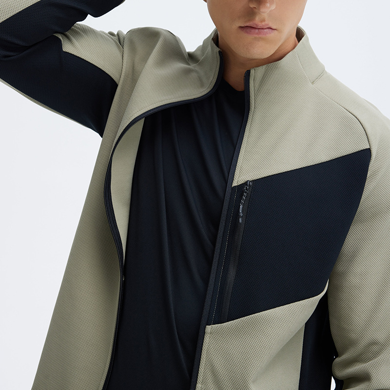 Otoño e invierno pájaro hogar al aire libre de secado rápido chaqueta deportiva chaqueta de los hombres collar de pie suelta manga larga transpirable casual cremallera superior