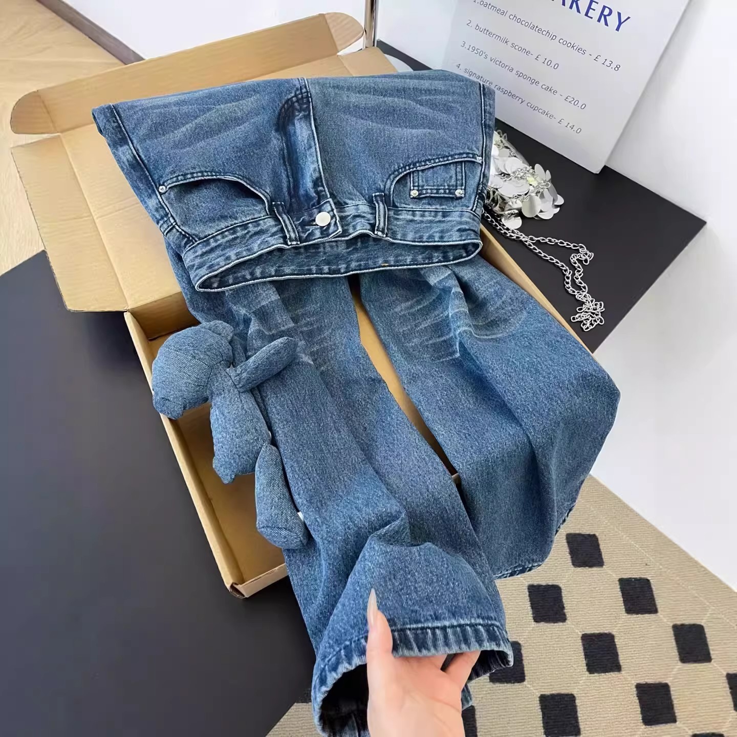 Women's High-Waisted Slimming Wavy Washed Denim Jeans Casual Loose Wide Leg Floor-Length Trousers With Letter Embroidery American Retro Summer Style_ecoleips.com