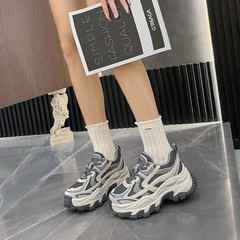 2025秋季新款松糕厚底老爹鞋女复古网面运动鞋爆款增高休闲老爹鞋
