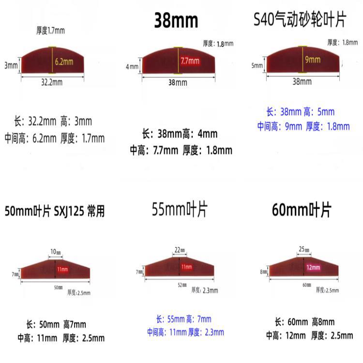 气动工具刮片扇叶气动刻磨机打磨机大小气磨补胎修车风磨配件叶片