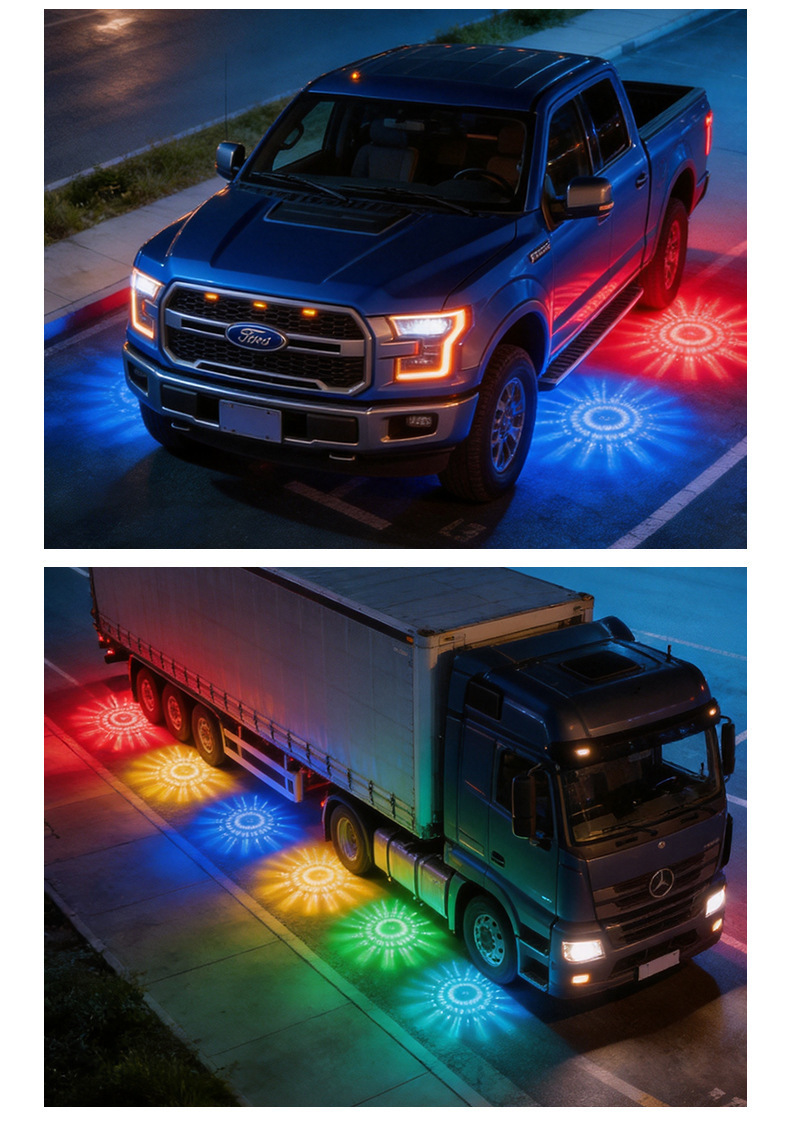 Cross-Border Led Diamond Watermelon Light Glass-Type Plastic Truck Side Light Width Indicator Light Warning Chassis Light Metal Bracket
