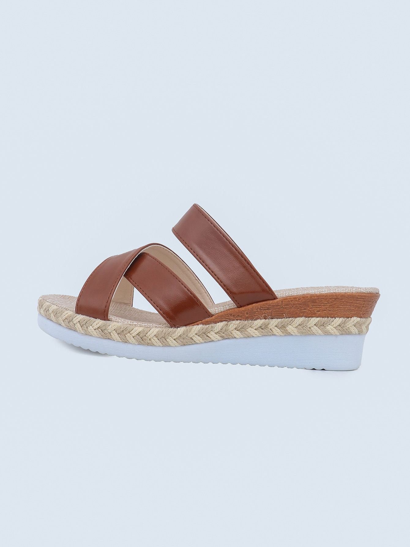 Women's Cross Strap Beach Sandals Summer Style Rope Sole Wedge Heel Size 43_vogvips.com