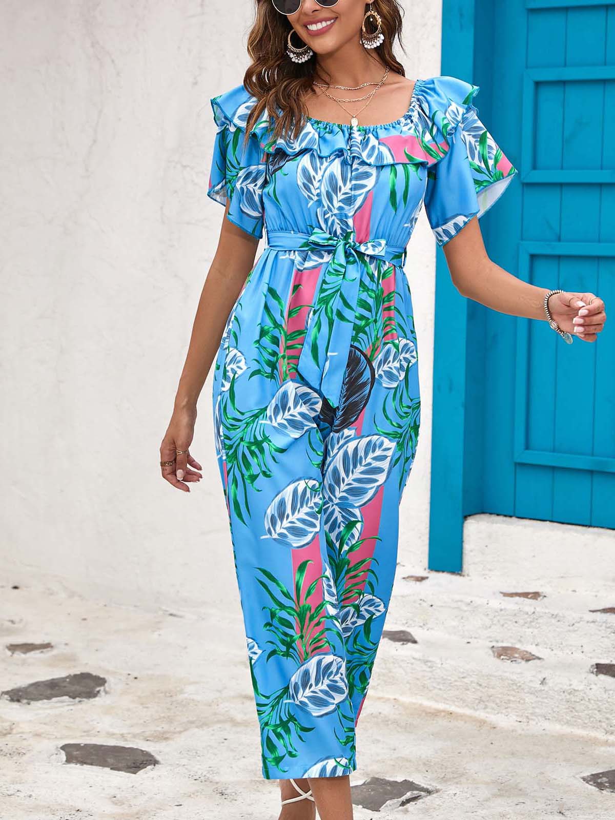 Women's Holiday Daily Vacation Flower Calf-Length Printing Jumpsuits display picture 5