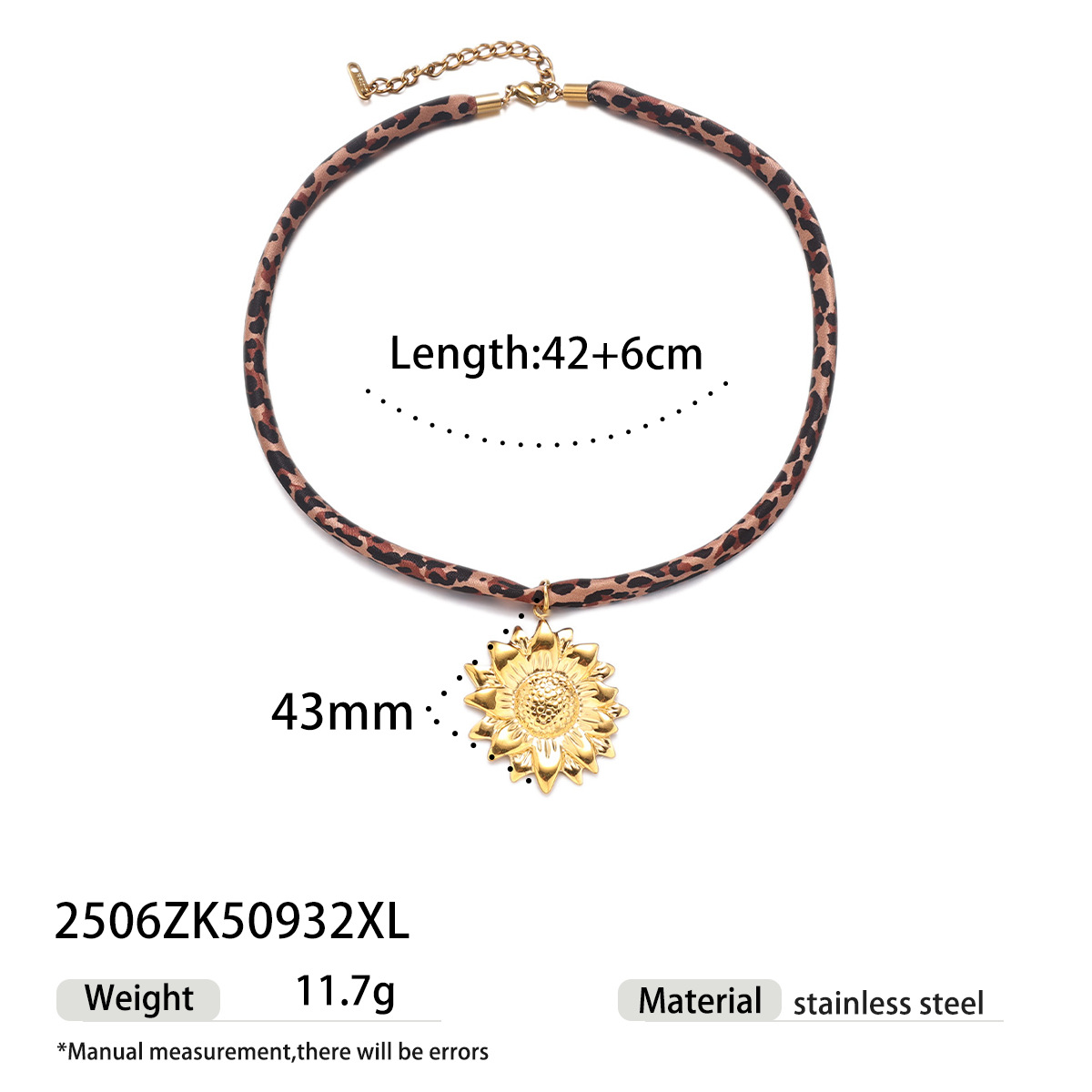 Tiana Europa y América collar de acero inoxidable dulce y fresco estilo de galía de galera variedad bufandas de seda de leopardo collar de acero de titanio joyería de venta caliente transfronteriza image 11