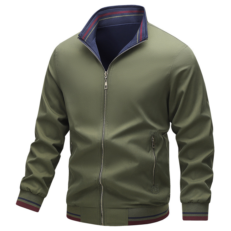 Cross-Border Jacket for Men, New Spring and Autumn Style, Reversible Stand Collar Casual Jacket, Trendy Youth Men's Outerwear, Tk Model