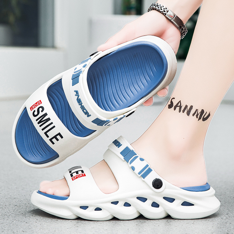 Zapatillas de pelo nuevo estilo de verano para hombres, antideslizante, transpirable, pisando mierda, sandalias deportivas de doble uso para conducir