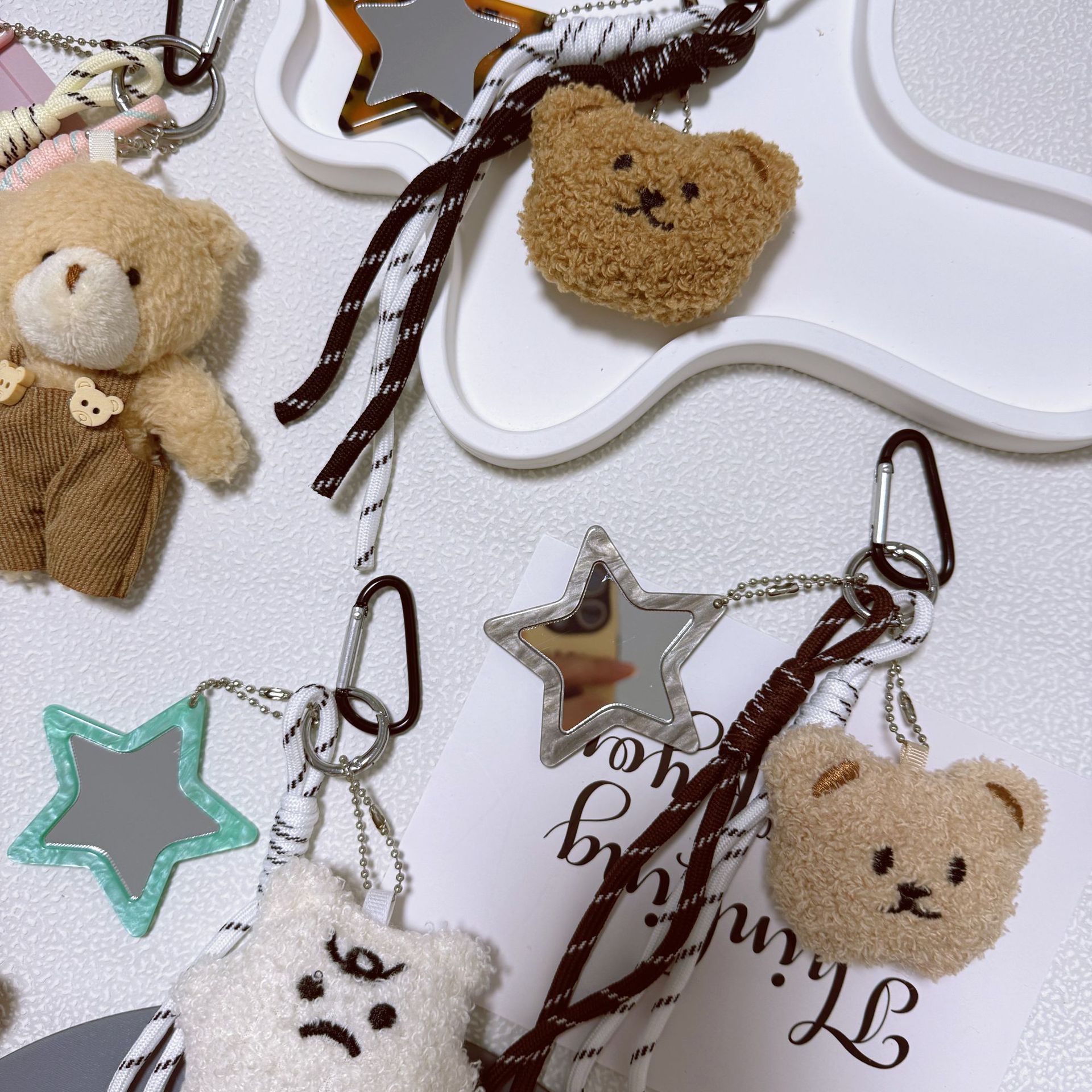 Pelusa dopamina diy Bears bolsos colgantes lindos caricaturas Bears béisbol llaveros Miu 系 colgantes de cuerda trenzada