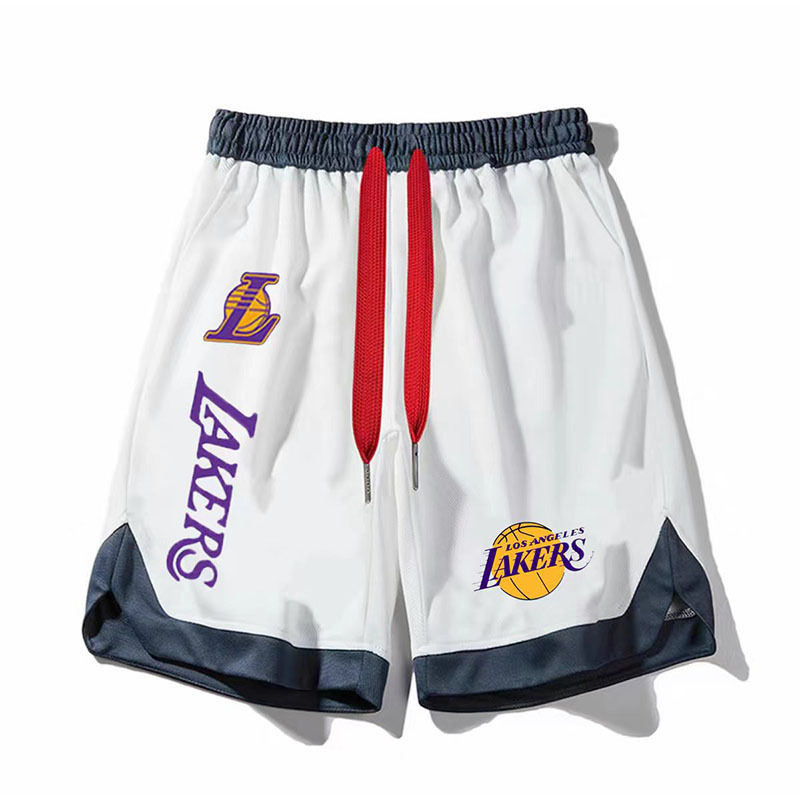 Summer New Lakers Basketball Shorts for Men, American-Style Sports Shorts, Casual Quick-Dry Breathable Running Fitness Shorts