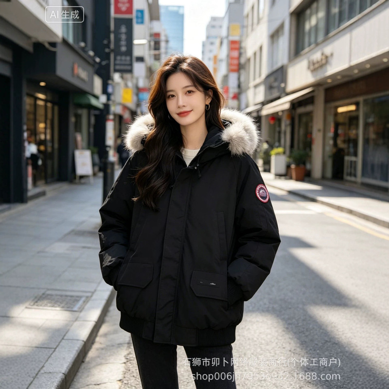 New Cross-Border Style Canada Goose-Inspired Hooded Fur Collar Cotton Jacket for Men, Thickened Warm Coat, Trendy Workwear Jacket for Winter New Cross-Border Style Canada Goose-Inspired Hooded Fur Collar Cotton Jacket for Men, Thickened Warm Coat, Trendy Workwear Jacket for Winter