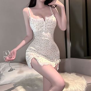 Sexy Lingerie, Sexy Suspender Nightgown, Pure White Tea, Sweet Little Floral, Pure Lust, Lace Edge, Breast Pad, Nightgown Dress