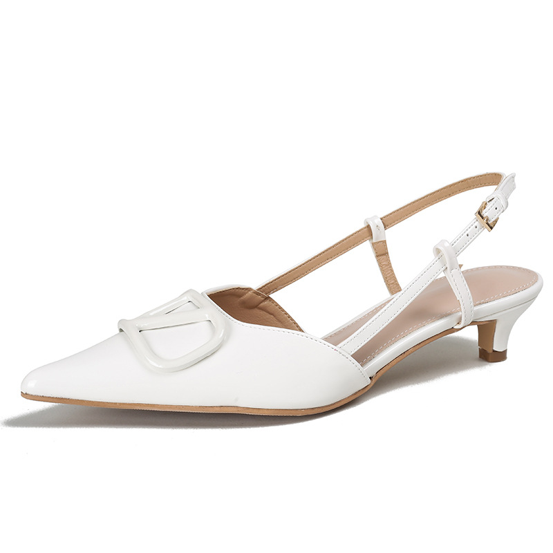 Sandalias de tacón alto con punta en pico y correa en V, elegantes, color nude, para mujer, verano 2023