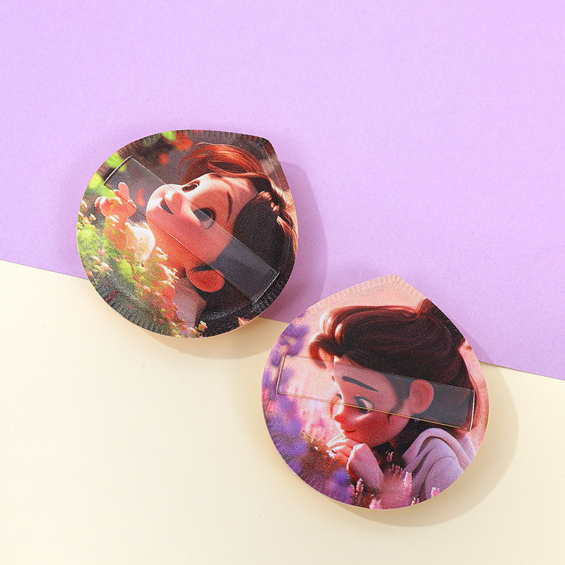 Puff de algodón de azúcar personalizado de fábrica gran impresión de personajes de dibujos animados poliuretano maquillaje esponja cojín de aire seco y húmedo