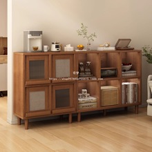 奇梦沙发边柜客厅茶水柜落地靠墙格子柜色置物柜胡桃收纳柜实木餐