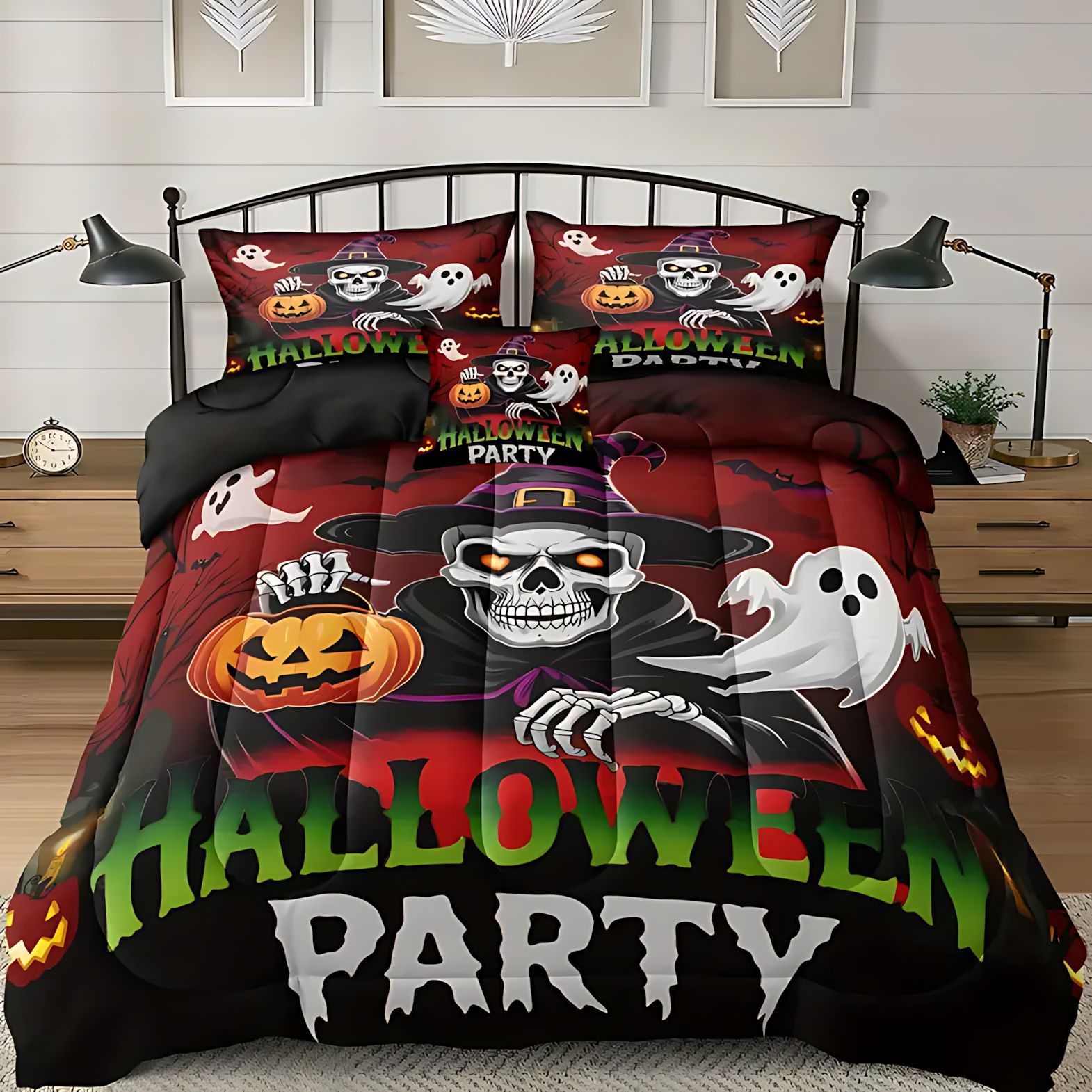 TEMU / JIT Halloween calabaza textil doméstico transfronterizo impresión digital 3D 180gms set de colcha suministro directo