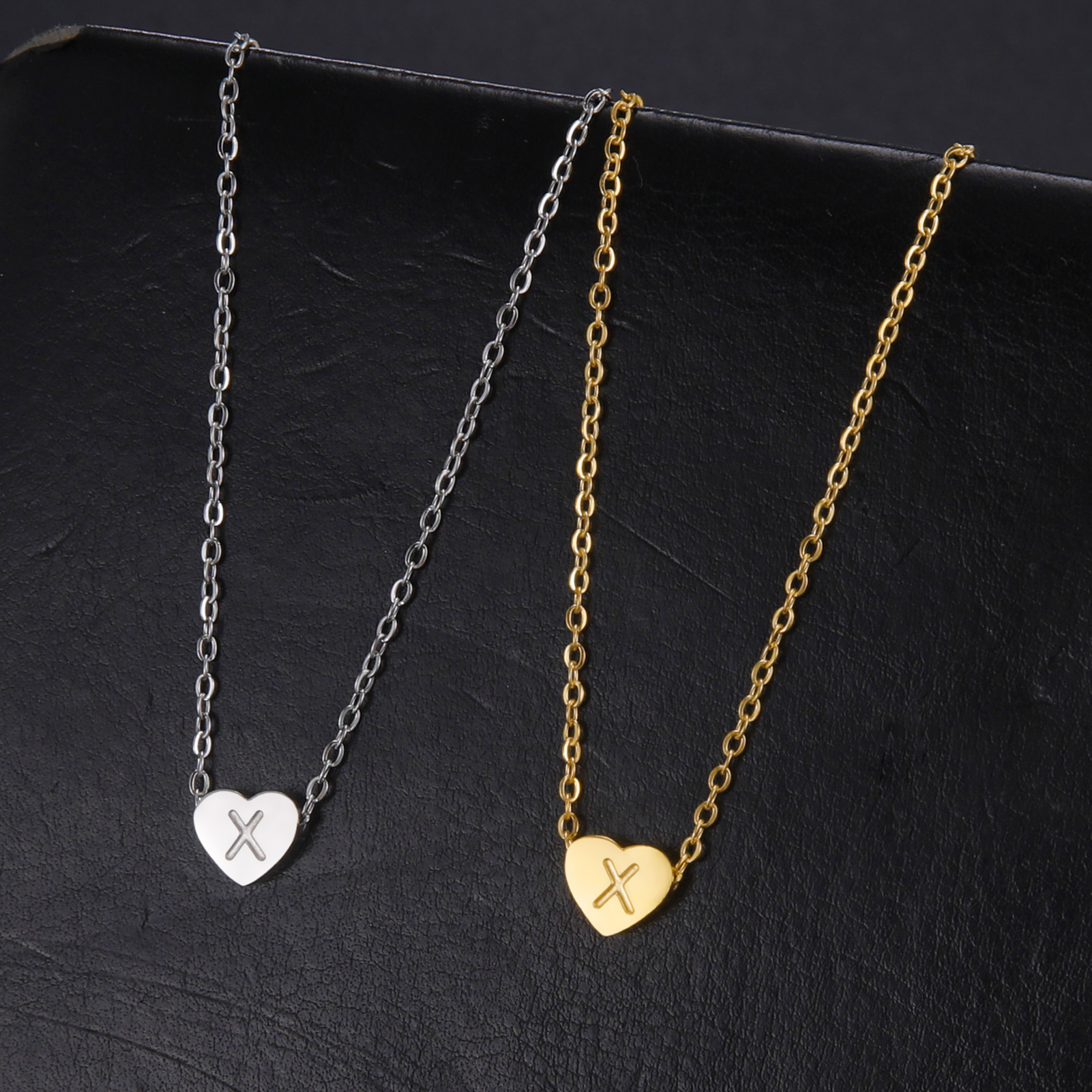 Stainless Steel Titanium Steel Simple Style Letter Heart Shape Plating Pendant Necklace display picture 4