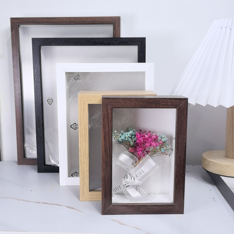 Wholesale Dried Flower Photo Frame Wooden Hollow Eternal Flower Moss DIY Plant Painting Material Boxed Flower Decorative Picture Frame