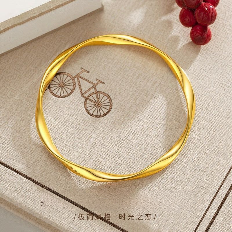 本物の [色褪せない色] Zhoujia メビウス リング ブレスレット レディース ベトナム サンドゴールド ブレスレット ファッショナブルで多用途な女性用|undefined