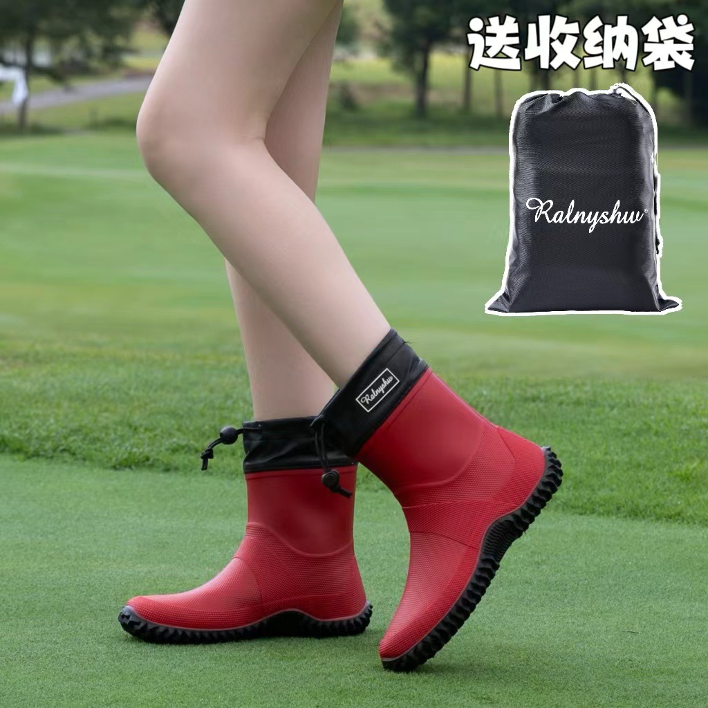 Waterproof Fishing Water Shoes for Women and Men, Outdoor Fishing Hiking Boots, Soft Rubber Foldable Portable Rain Boots, Amphibious Shoes