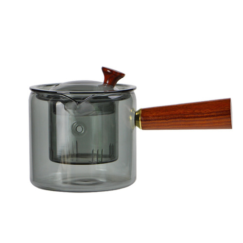 Making tea around the stove Japanese-style side handle teapot heat-resistant glass filter flower teapot household smoke gray electric ceramic stove tea maker