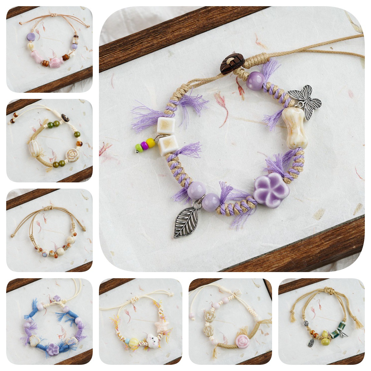 景德镇陶瓷竹节高级感热销转运平安手绳摆摊创意小商品饰品批发