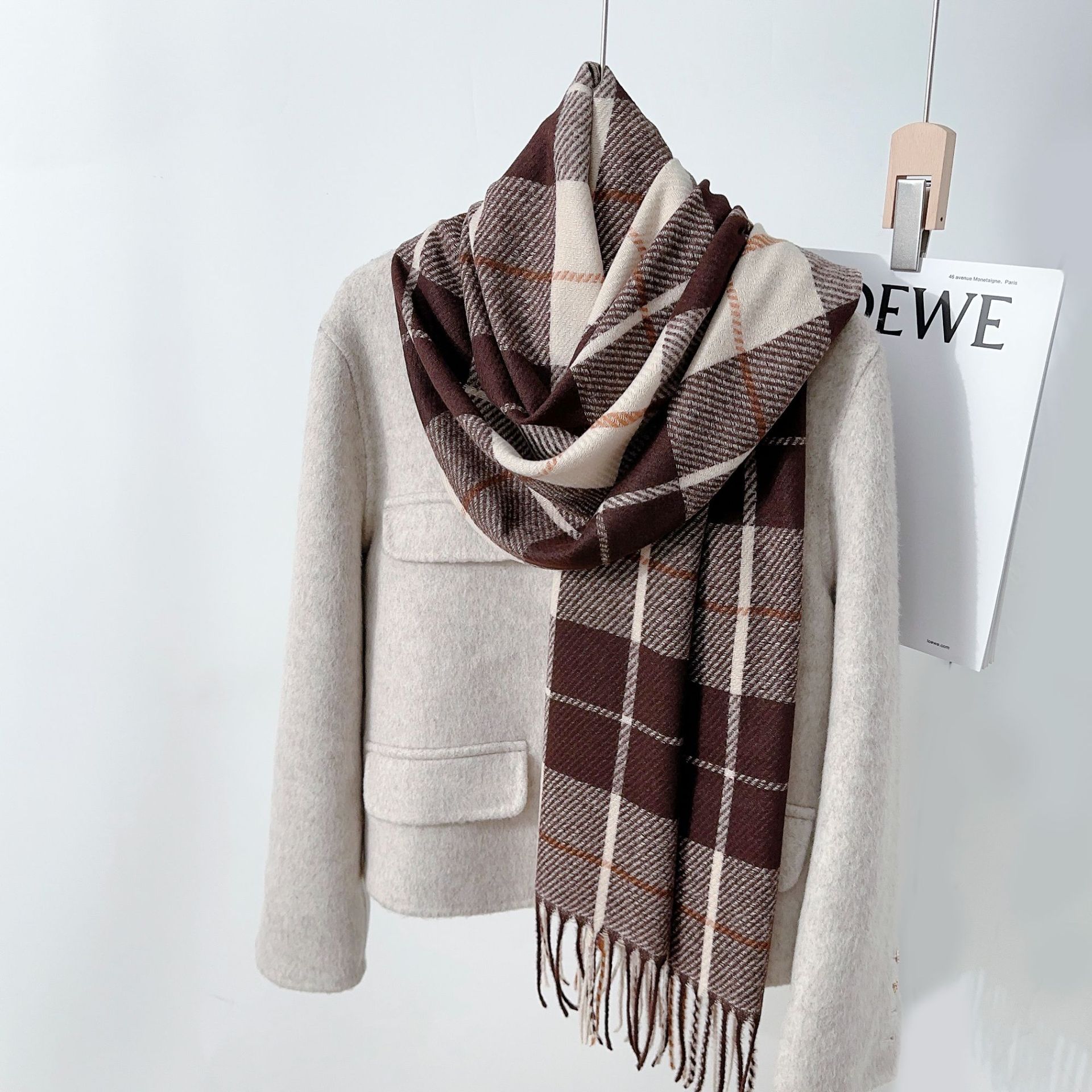 Inglés retro otoño invierno estudiantes pareja bufandas bufandas de diseño elegante temperamento bufandas imitación de cachemira bufandas image 13