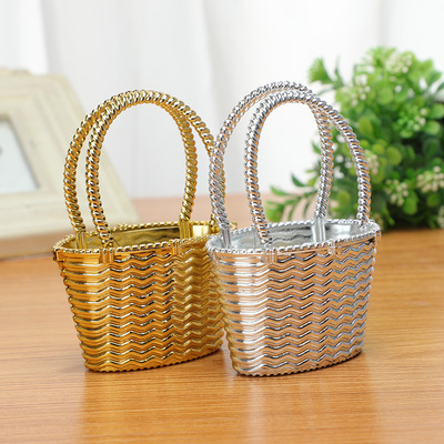 electroplate Gold and silver Candy box new pattern Flower basket shape storage box European style banquet Return ceremony Plastic Candy