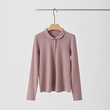 lulu同款打底衫女时髦减龄娃娃领2025秋新款正肩经典百搭长袖T恤