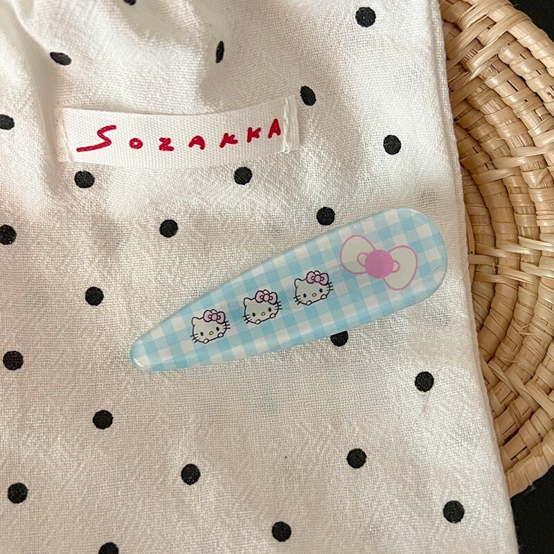 新款卡通发夹奶油甜妹风侧边刘海碎发夹可爱甜美少女心格纹发卡|undefined