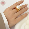 Design ring from pearl stainless steel, Italy, 750 sample gold